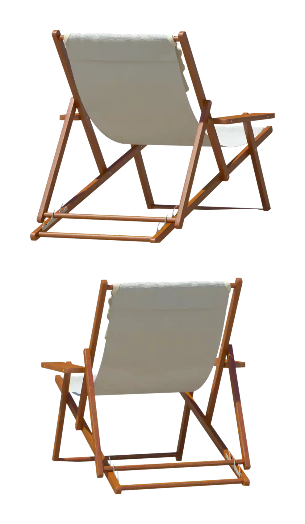 thumb for Folding Beach Chair PNG, Reclining Beach Chair PNG, Wooden Beach Chair PNG, Portable Beach Chair PNG, Summer Chair PNG, Folding Wooden Beach Chair With A White Canvas Back And Seat PNG