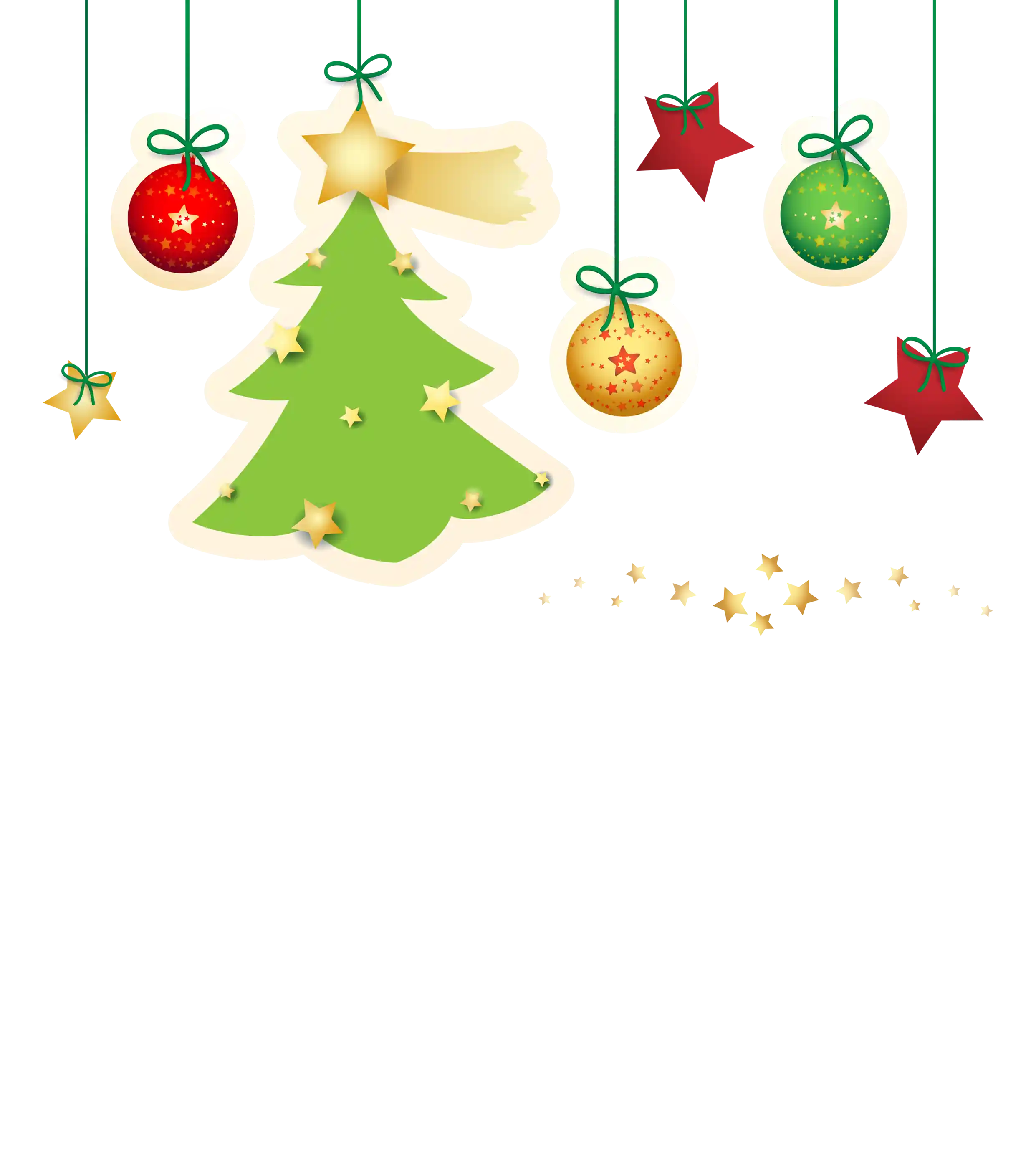 thumb for Hanging Christmas Ornaments Graphics PNG, Christmas Tree With Stars Graphics PNG, Festive Holiday Clipart PNG, Christmas Decoration PNG