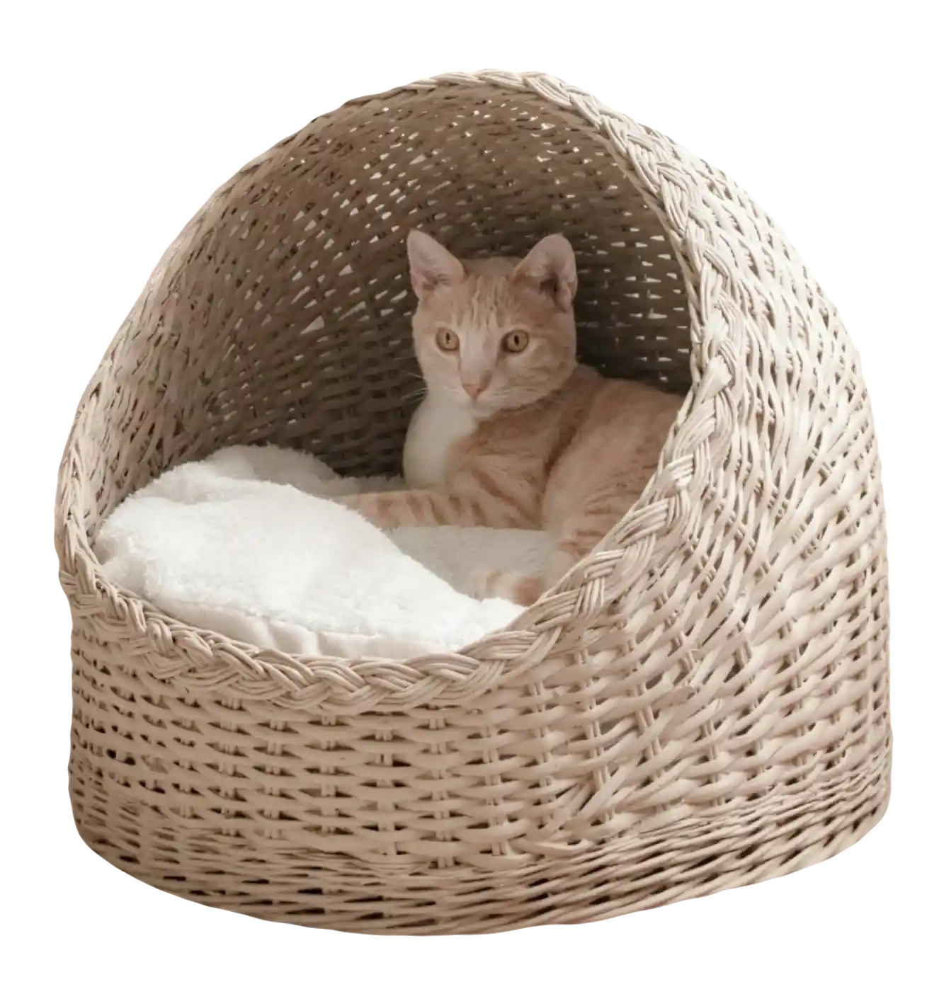 thumb for Cat Sitting In A Wicker Cat Bed PNG